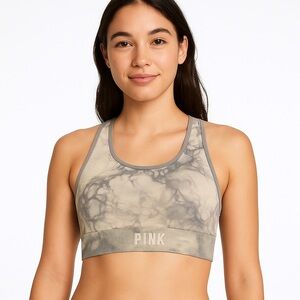 PINK Victoria’s Secret Tie Dye Padded‎ Sports Bra Gray Size M